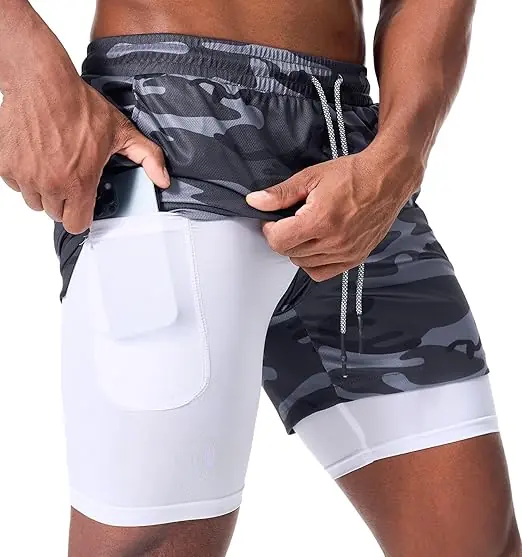 Men’s 2-in-1 Running Shorts with Phone Pocket – Gym & Training Shorts by Stridout International