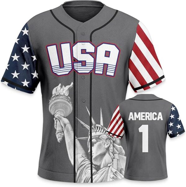 USA Stars and Stripes Liberty Baseball Jersey Printed For Men