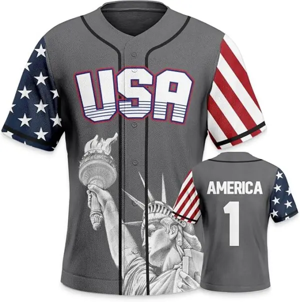 USA Stars and Stripes Liberty Baseball Jersey Printed For Men