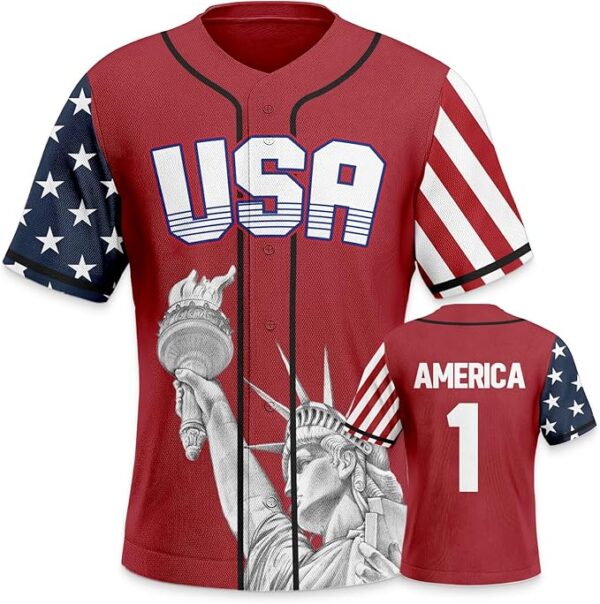 USA Stars and Stripes Liberty Baseball Jersey Printed For Men