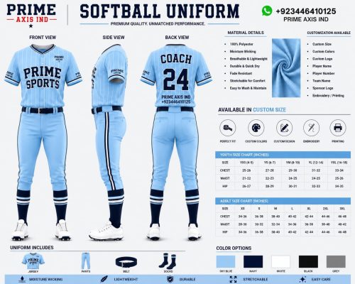 Custom Softball Uniform Set – Personalized Jersey, Pants, Belt & Socks